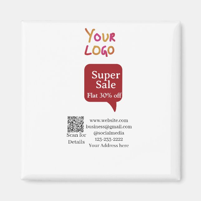 Super Sale Geschäft Rabatt Scan QR-Code Details  Magnet (Vorne)