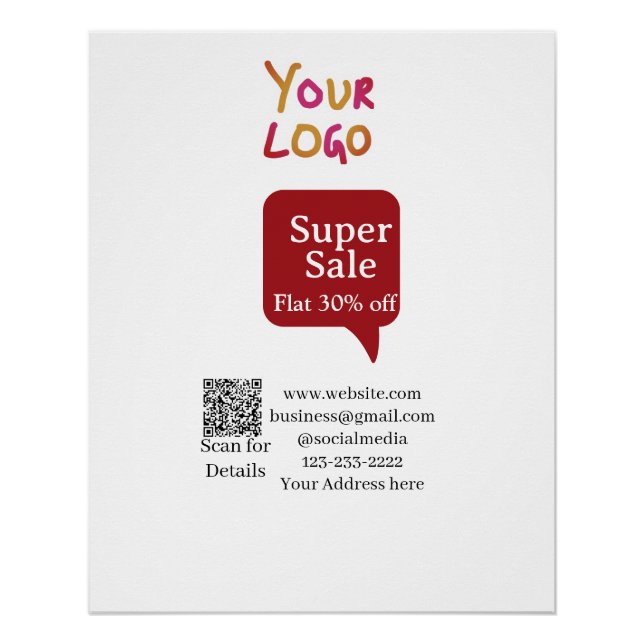 Super Sale Geschäft Rabatt Scan QR-Code Details  Poster (Vorderseite)