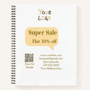 Super-Sale-Geschäftsrabatt QR-Code-Details scannen Notizbuch