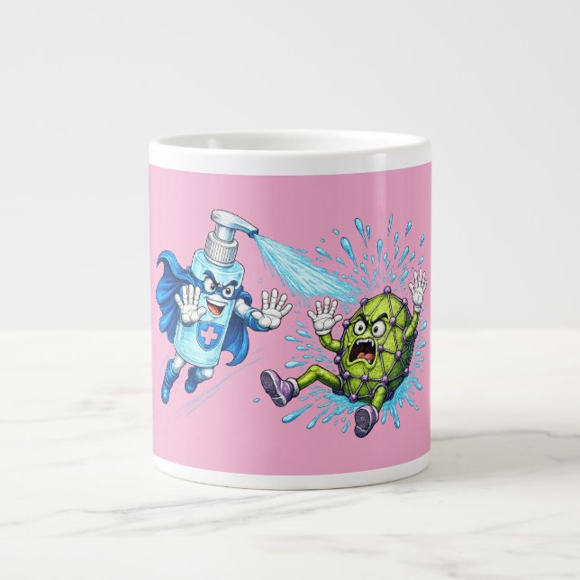 Super Sanitizer vs. Germ Monster  Jumbo-Tasse (Vorderseite)