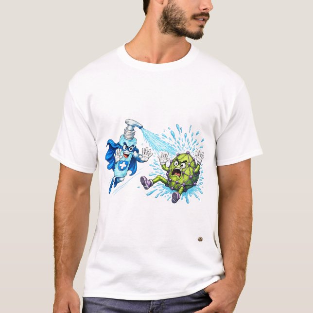 Super Sanitizer vs. Germ Monster T-Shirt (Vorderseite)
