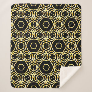 Super Schöne nahtlose Blume in Schwarz und Gold Sherpadecke