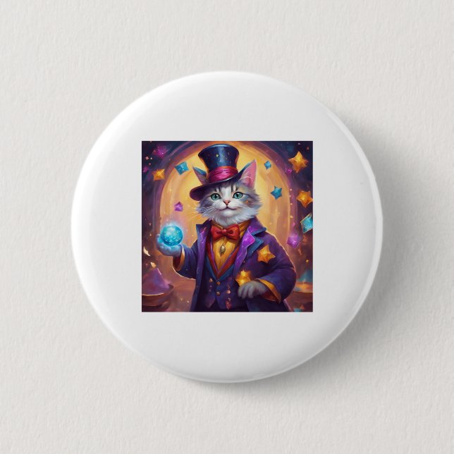 Super schöner Wizard Chat mit leuchtend blauen Aug Button (Vorderseite)