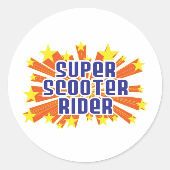 Super Scooter Rider Runder Aufkleber (Vorderseite)