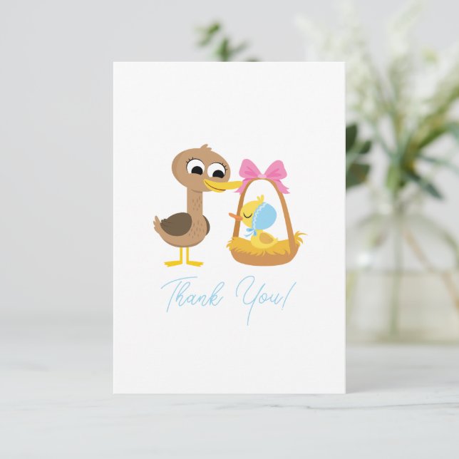 Super Simple | 5 Little Ducks Boy Baby Shower Dankeskarte (Stehend Vorderseite)