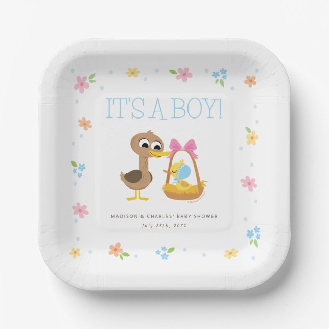 Super Simple | 5 Little Ducks Boy Baby Shower Pappteller (Vorderseite)