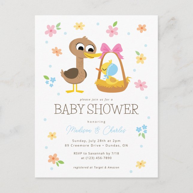 Super Simple | 5 Little Ducks Boy Baby Shower Postkarte (Vorderseite)