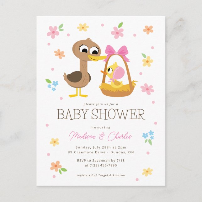 Super Simple | 5 Little Ducks Girl Babydusche Postkarte (Vorderseite)