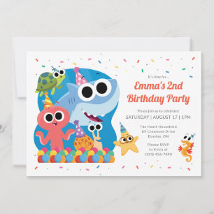 Super Simple   Finny der Hai Konfetti Geburtstag Einladung