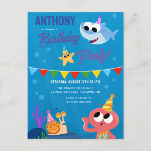 Super Simple Finny der Hai Ozean Geburtstag Postkarte