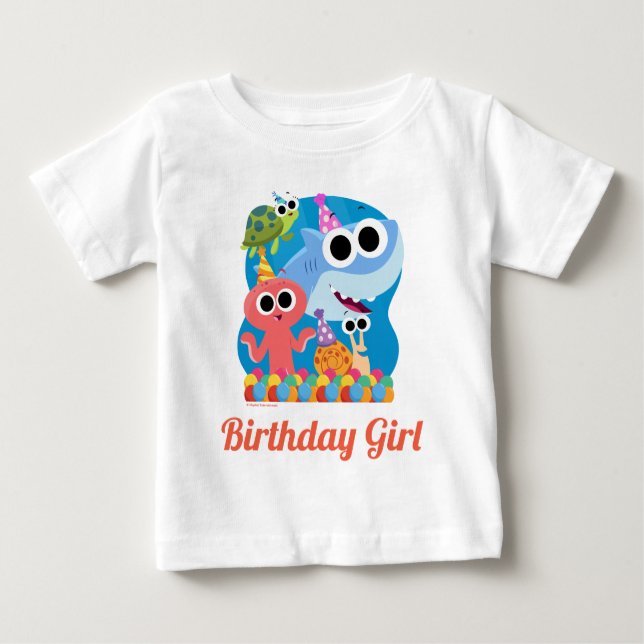Super Simple | Finny the Shark Confetti Birthday Baby T-shirt (Vorderseite)