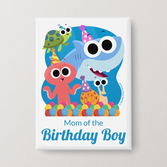 Super Simple | Finny the Shark Confetti Birthday Button (Vorderseite)