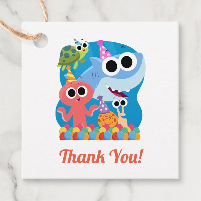 Super Simple | Finny the Shark Confetti Birthday Geschenkanhänger (Vorderseite)