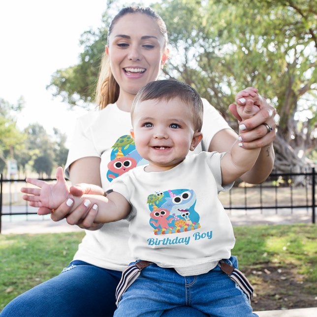 Super Simple | Finny the Shark Confetti Birthday Kleinkind T-shirt (Family wearing t-shirts)