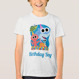 Super Simple Finny the Shark Confetti Birthday Tri-Blend Shirt