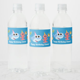 Super Simple Finny the Shark Confetti Birthday Wasserflaschenetikett