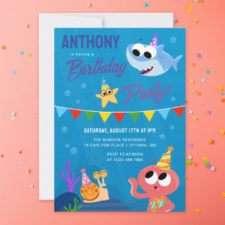 Super Simple | Finny the Shark Ocean Birthday Einladung