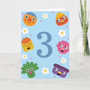 Super Simple Noodle & Pals Blaues Blumen Geburts Karte