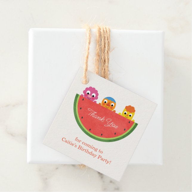 Super Simple | Noodle & Pals Watermelon Party Geschenkanhänger (Beispiel)