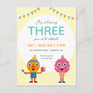 Super Simple | Noodle & Pals Yellow Birthday Postkarte