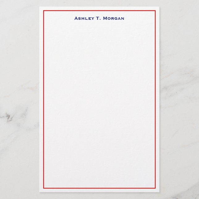 Super Simplizity Red Blue Personalisiert Briefpapier (Vorderseite)
