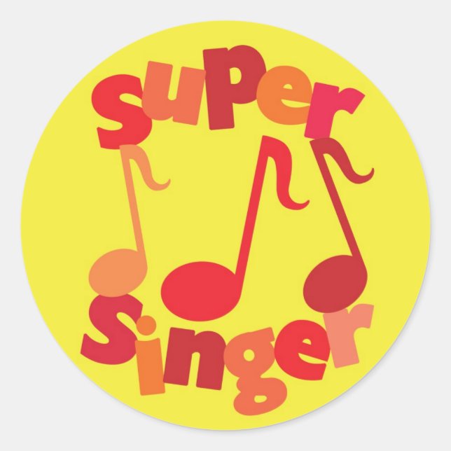 Super Singer Runder Aufkleber (Vorderseite)