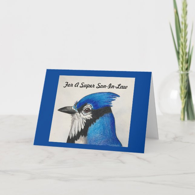 Super Son-in-Law Vathers Day Blue Jay Nature Bird Karte (Vorderseite)