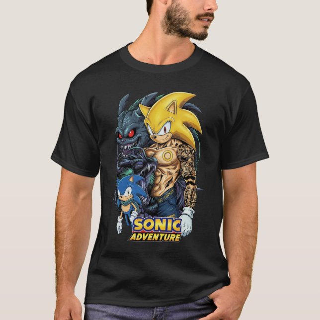Super Sonic Tattooed Gym Bro T-Shirt | Beta Sonic  (Vorderseite)