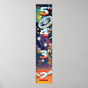 Super Space Pinball-Maschine Wachstumsdiagramm. Poster