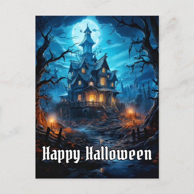 Super Spooky Happy Halloween Spuk House Postkarte (Vorderseite)