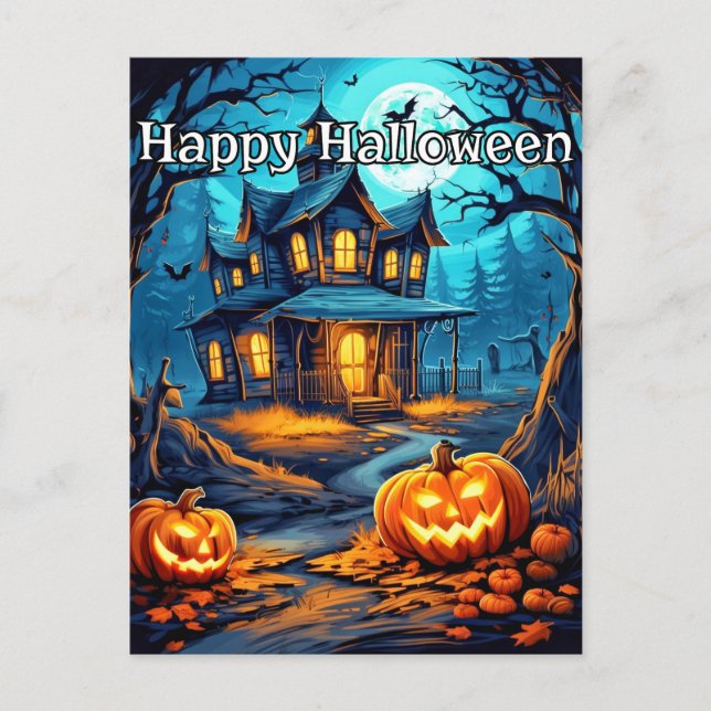 Super Spooky Nefarious Pumpkins | Frohe Halloween Postkarte (Vorderseite)