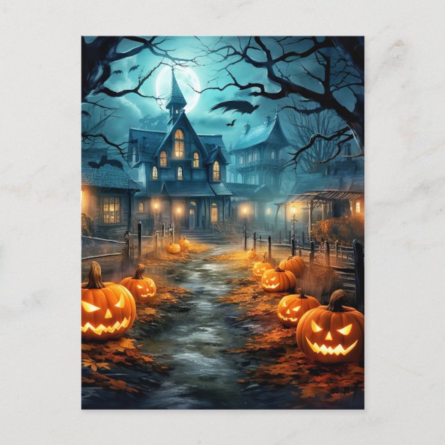 Super Spooky Spuk House Halloween Postkarte (Vorderseite)