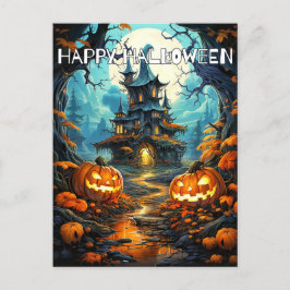 Super Spooky Spuk House & Pumpkins Postkarte