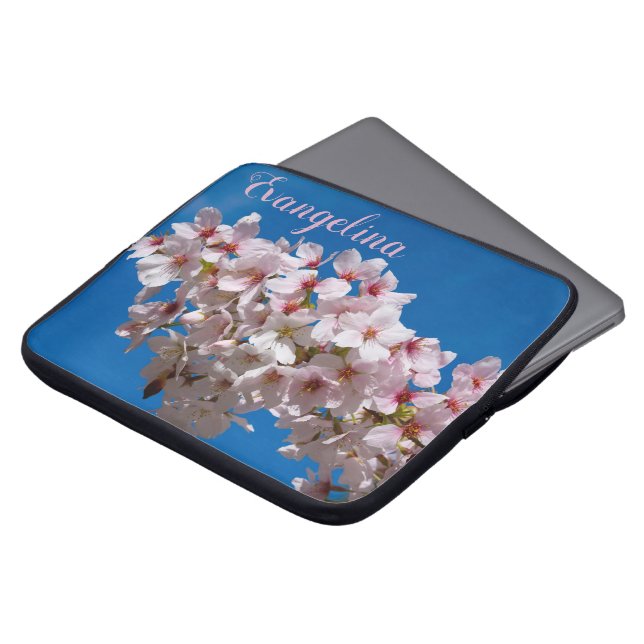 Super Spring Cherry blüht Sakura Individuelle Name Laptopschutzhülle (Vorne Oben)