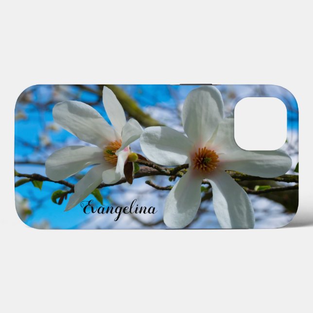 Super Spring Magnolia Blossom Individuelle Name Case-Mate iPhone Hülle (Rückseite (Horizontal))
