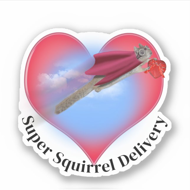 Super Squirrel Delivery Valentine's Day Aufkleber (Vorderseite)