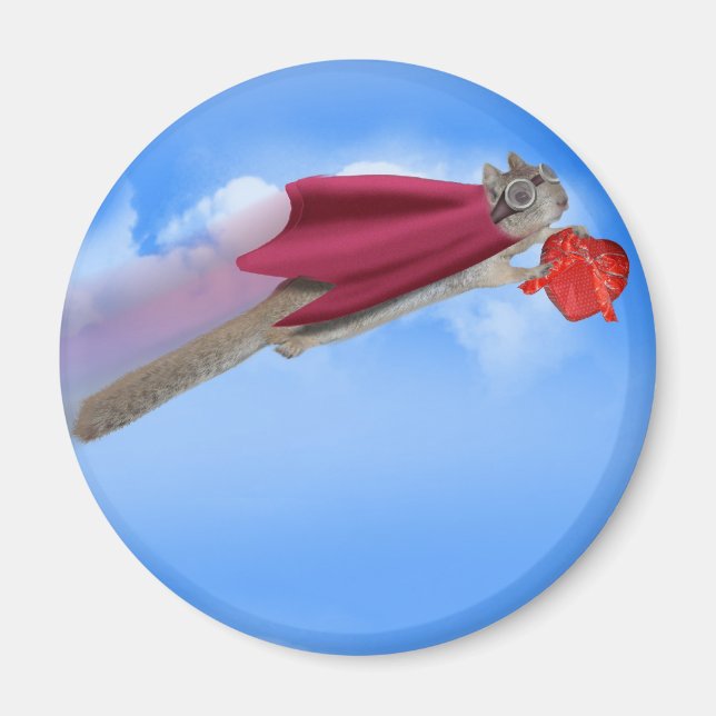 Super Squirrel Valentine Candy Magnet (Vorne)