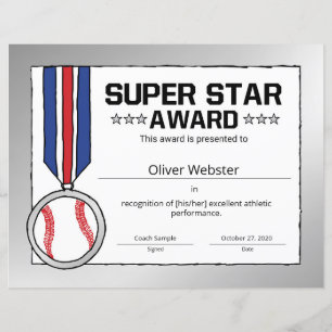 Super Star Baseball Award Sportcerti