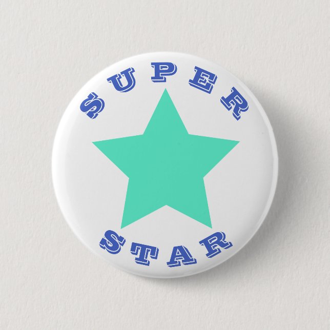 SUPER STAR | Big Aquamarin Star Button (Vorderseite)