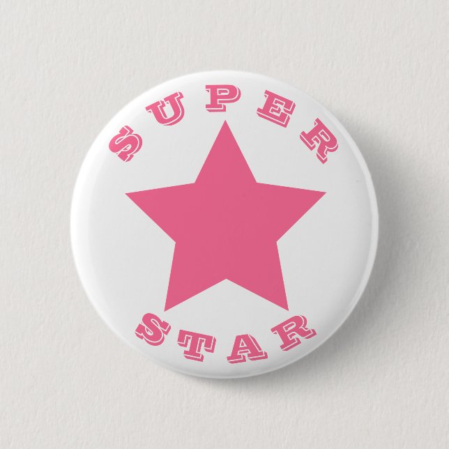 SUPER STAR | Big Hot Pink Star Button (Vorderseite)