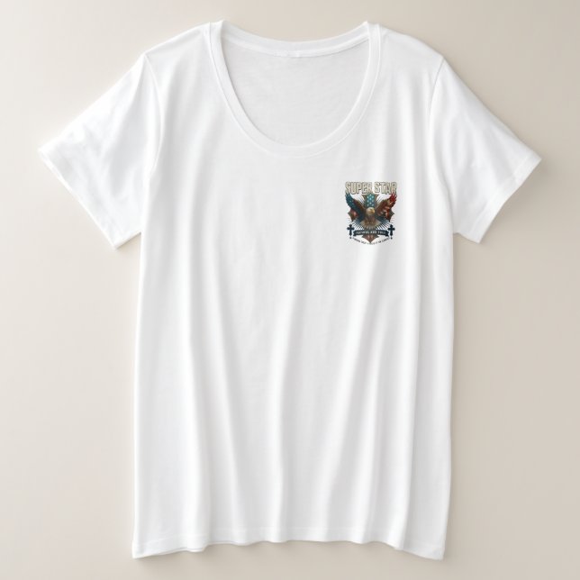 Super Star Eagle Emblem Große Größe T-Shirt (Design vorne)