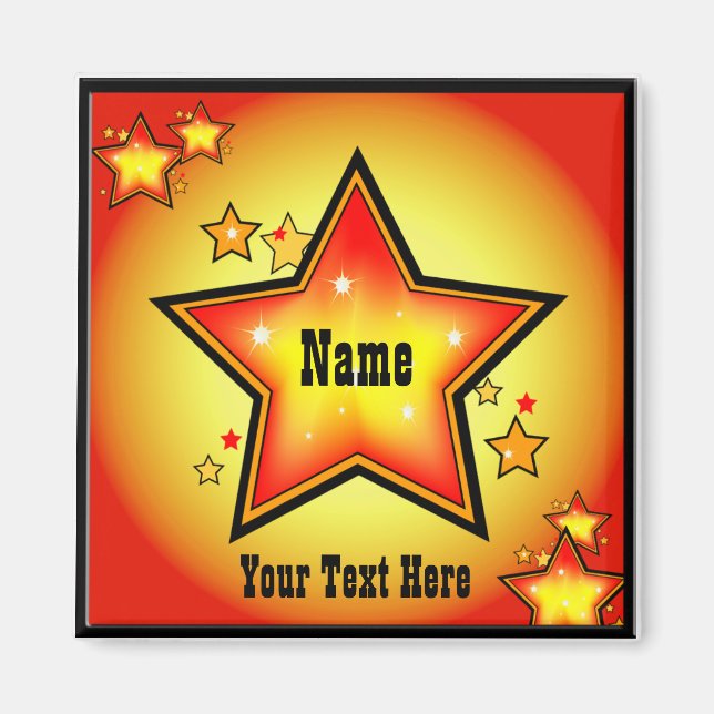 Super Star Gold Orange Superstar Custom Square Magnet (Vorne)