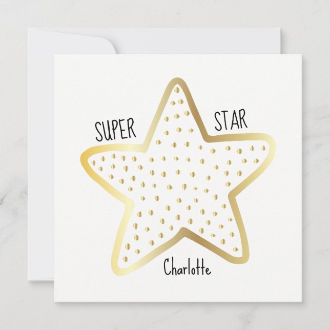 Super Star Gratulationen Gold Star Flat Card (Vorderseite)