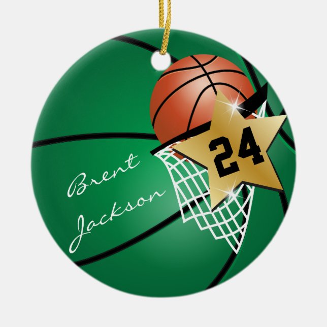 Super ⭐ Star Player Dark Green 🏀 Basketball Keramik Ornament (Vorne)