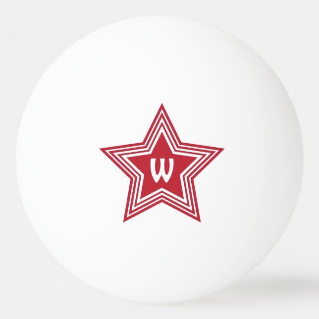 Super Star Red Monogram Initial Tischtennisball (Vorderseite)
