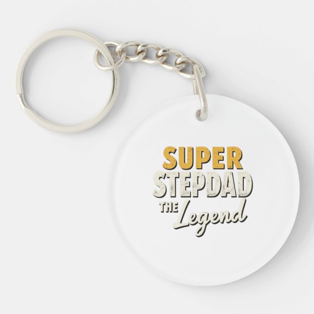 Super Step Dad the Legend Keychain Heartfelt Gift Schlüsselanhänger (Vorderseite)