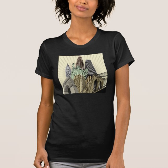 Super stilisiertes Stadtbild NYC T-Shirt (Vorderseite)