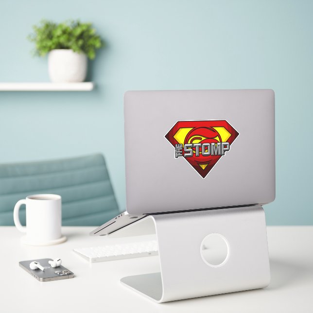 Super STOMP Custom-Cut Vinyl Sticker (Laptop auf Schreibtisch)