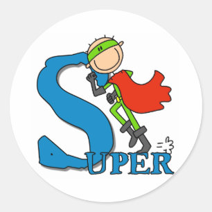 Super Strichmännchen Hero Runder Aufkleber