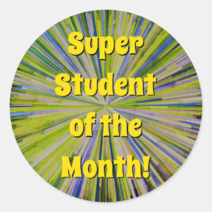 "Super Student des Monats!" Runder Aufkleber